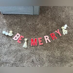 Festive Red 'Be Merry' Holiday Garland